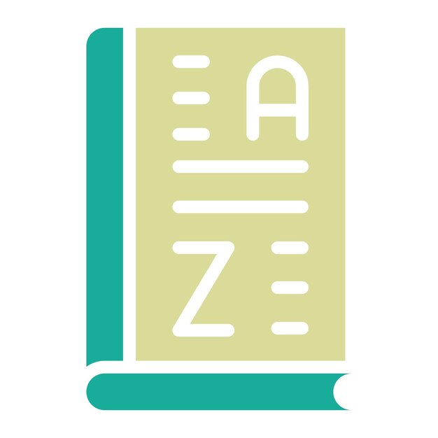 Ilustración vectorial del icono del diccionario del conjunto de iconos de la biblioteca