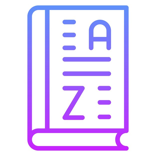 Ilustración vectorial del icono del diccionario del conjunto de iconos de la biblioteca