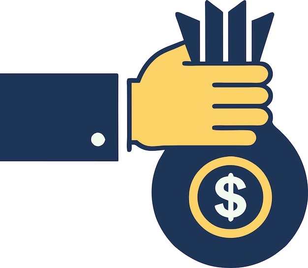 Ilustración vectorial de un icono de dinero en la mano