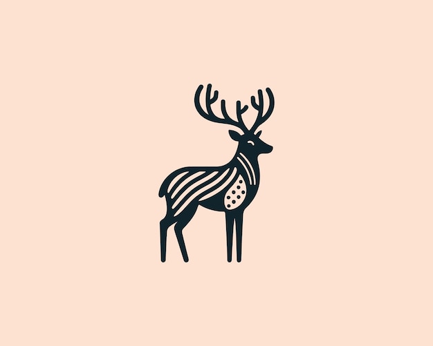 Ilustración vectorial del icono del diseño del logotipo del ciervo