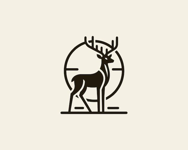 Ilustración vectorial del icono del diseño del logotipo del ciervo