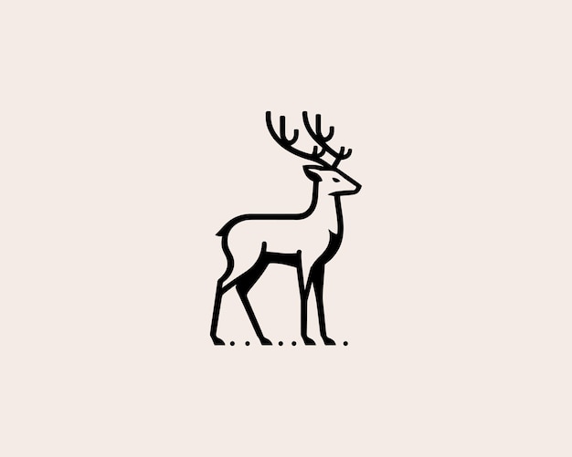 Ilustración vectorial del icono del diseño del logotipo del ciervo