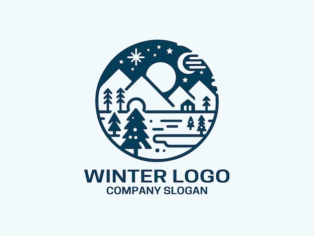 Ilustración vectorial del icono del diseño del logotipo de invierno