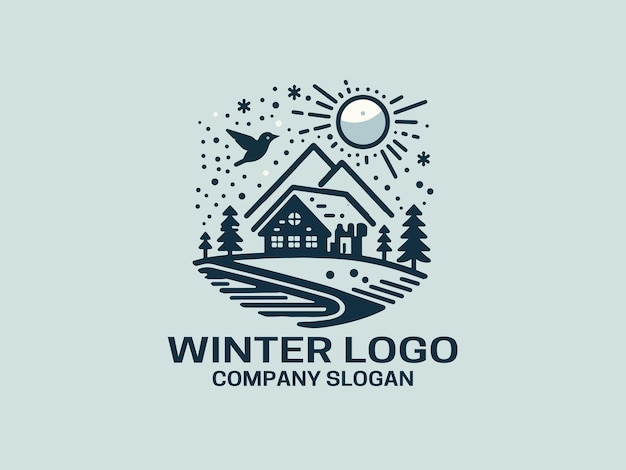 Ilustración vectorial del icono del diseño del logotipo de invierno
