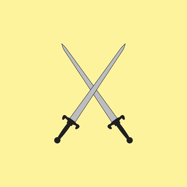 Ilustración vectorial del icono de la espada cruzada Signo de protección y seguridad Arma del caballero