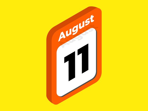 Ilustración vectorial del icono de la fecha del calendario del 11 de agosto