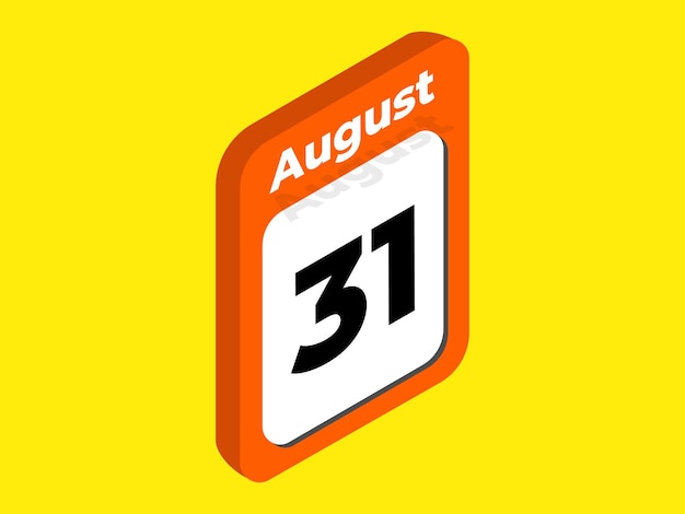 Ilustración vectorial del icono de la fecha del calendario del 31 de agosto
