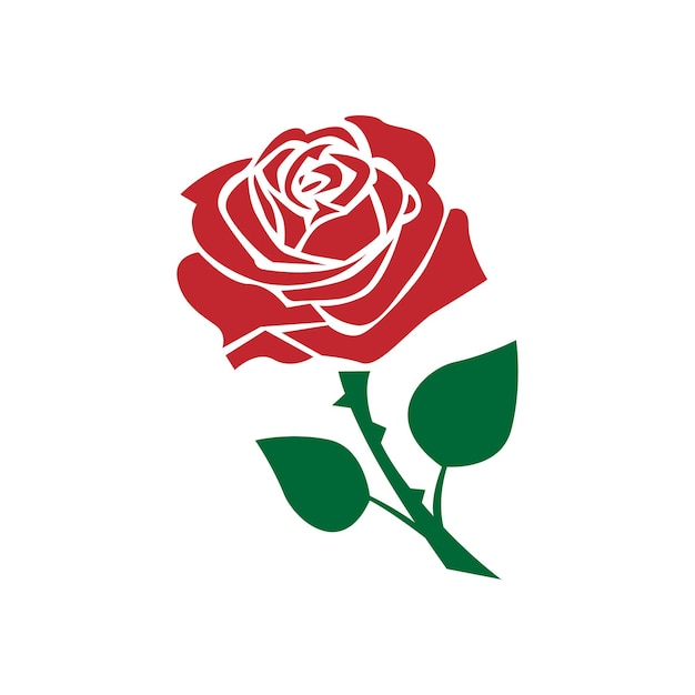 Ilustración vectorial del icono de la flor de la rosa roja EPS 10