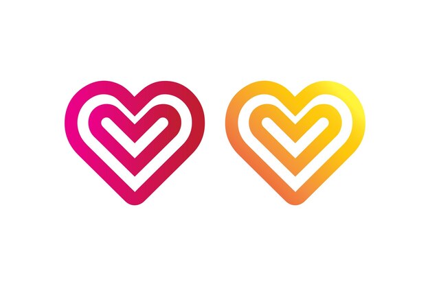 Ilustración vectorial del icono en forma de corazón de colores