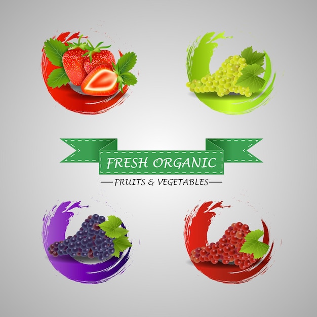 Ilustración vectorial del icono de las frutas frescas