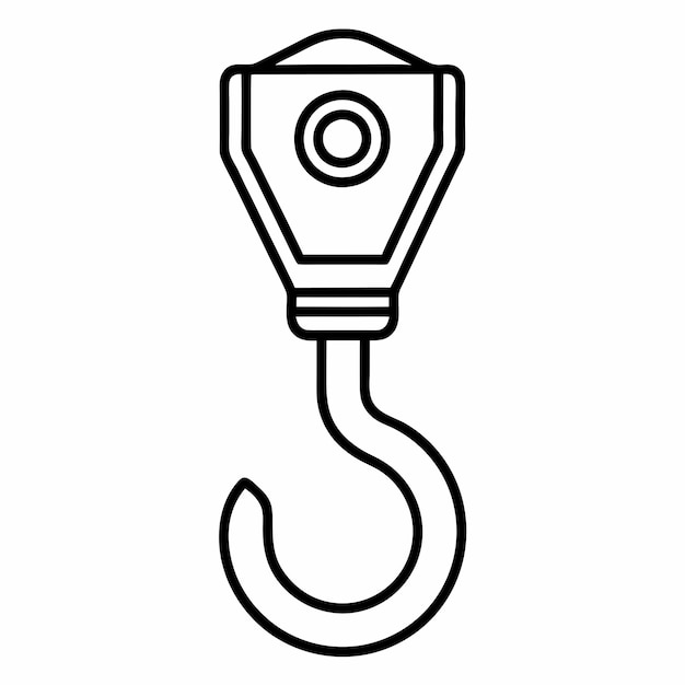 Ilustración vectorial de un icono de gancho de grúa en estilo lineal La ilustración debe estar aislada sobre un fondo blanco 8