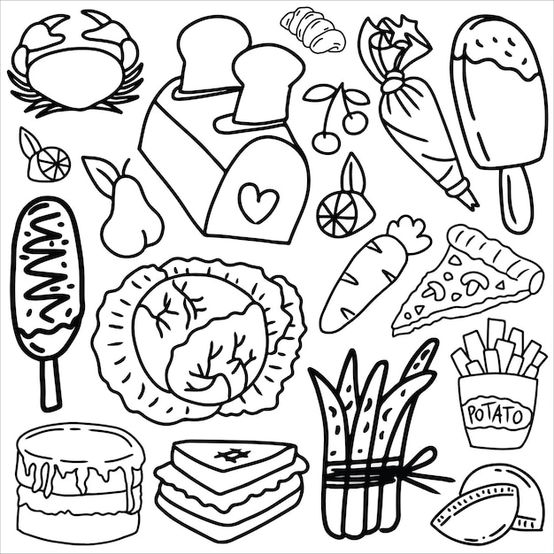 Ilustración vectorial del icono de garabateo de alimentos
