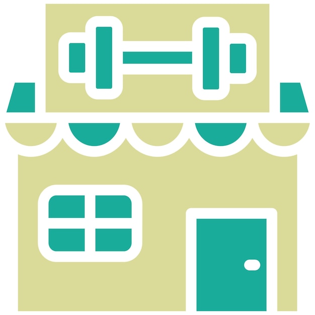 Ilustración vectorial del icono del gimnasio del conjunto de iconos de tiendas y tiendas