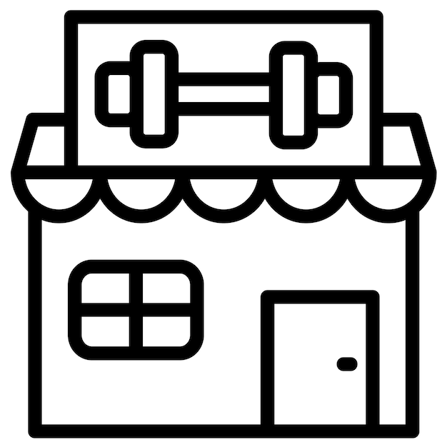 Ilustración vectorial del icono del gimnasio del conjunto de iconos de tiendas y tiendas