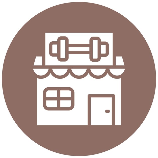 Ilustración vectorial del icono del gimnasio del conjunto de iconos de tiendas y tiendas