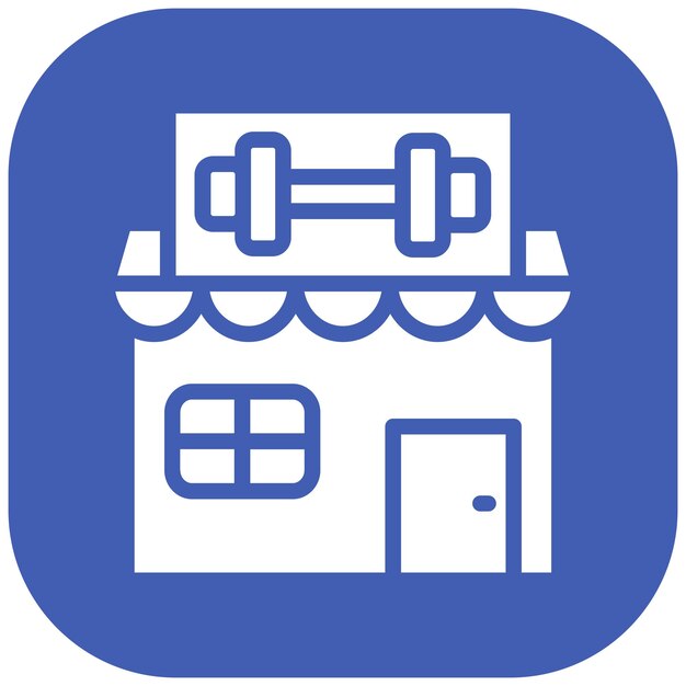 Ilustración vectorial del icono del gimnasio del conjunto de iconos de tiendas y tiendas