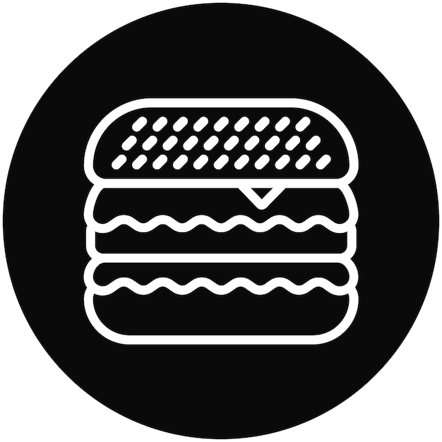 Ilustración vectorial del icono de la hamburguesa del conjunto de iconos de Street Food