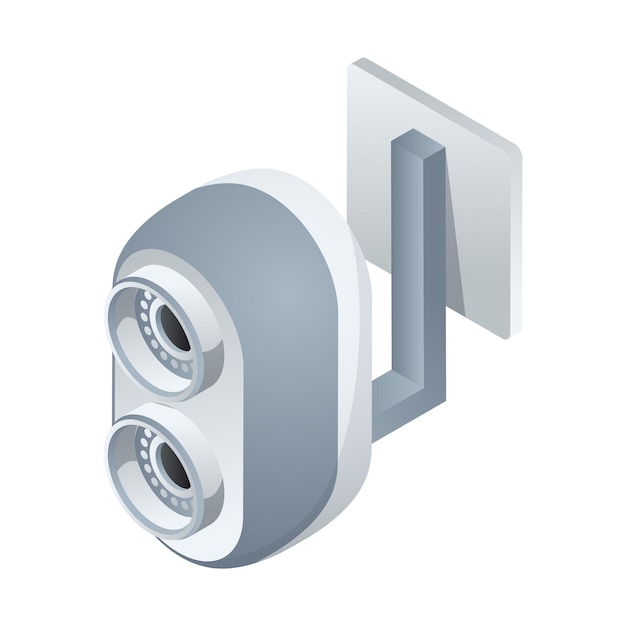 Ilustración vectorial de icono isométrico aislado de la cámara de seguridad cctv en vector de fondo blanco