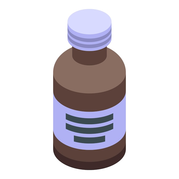 Ilustración vectorial del icono isométrico del frasco de medicamentos marrón