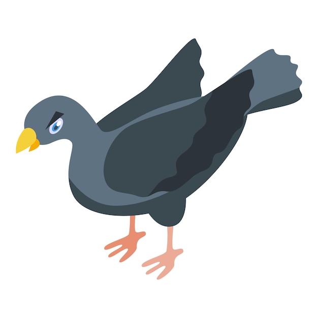Ilustración vectorial del ícono isométrico de la paloma gris de la ciudad de pie