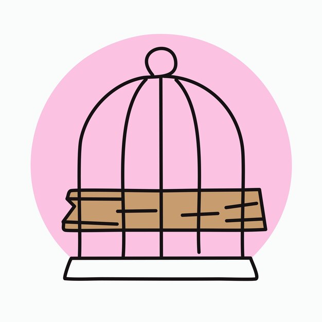 Ilustración vectorial del icono de la jaula de contorno plano