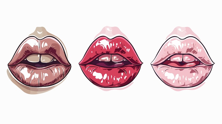 Vector ilustración vectorial del icono de los labios de las mujeres dibujadas a mano