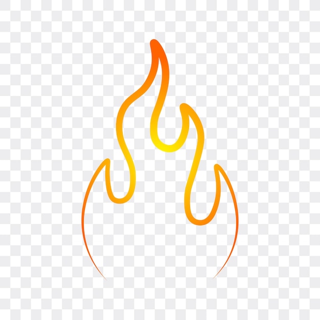 Ilustración vectorial del icono de la línea de llama naranja del signo de fuego