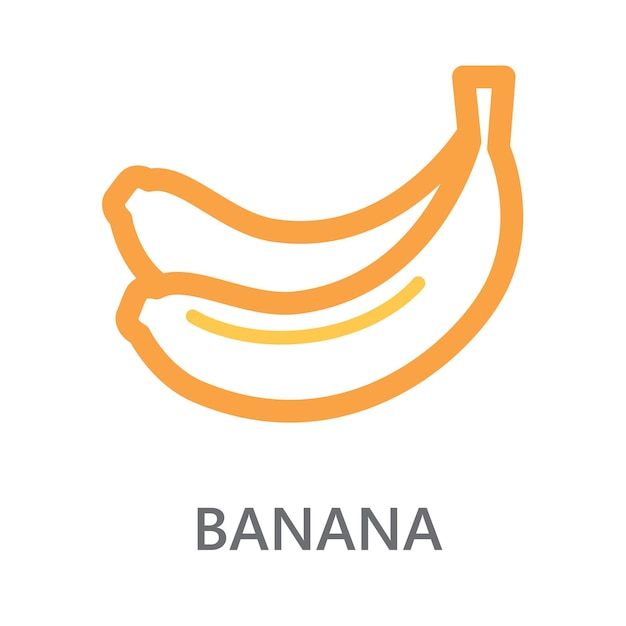 Ilustración vectorial del icono de la línea de plátano del plátano Estilo lineal editable en un fondo blanco