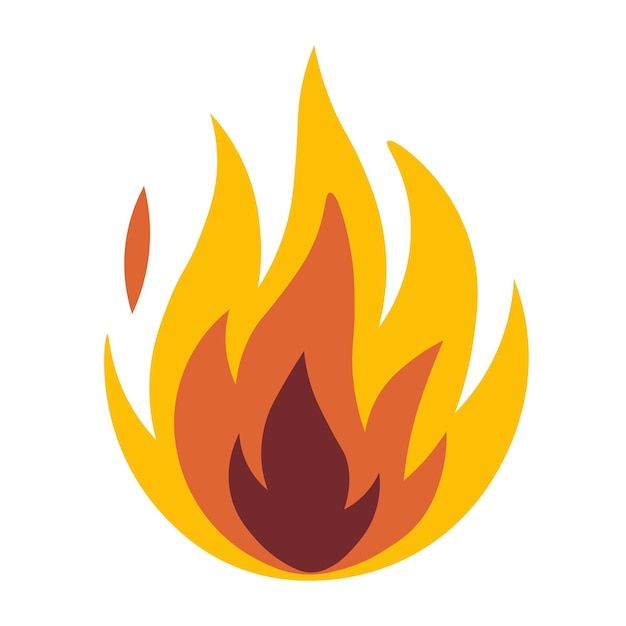 Ilustración vectorial del icono de llama plana de fuego para los conceptos de calor y energía de peligro de incendio