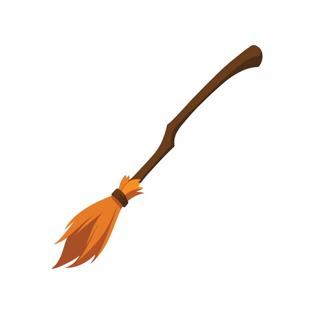Ilustración vectorial del icono del logotipo de la escoba de bruja