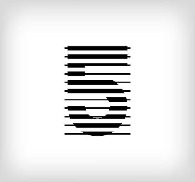 Ilustración vectorial del icono del logotipo de la línea de escaneo del número 5 El número 5 formado por la combinación
