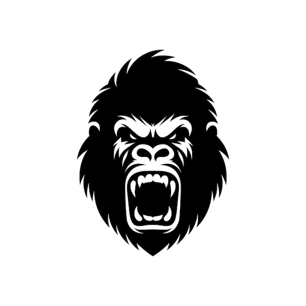 Ilustración vectorial del icono del logotipo de la silueta de un gorila