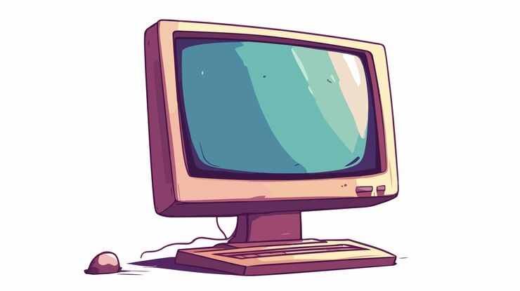 Vector ilustración vectorial del icono del monitor de computadora de dibujos animados