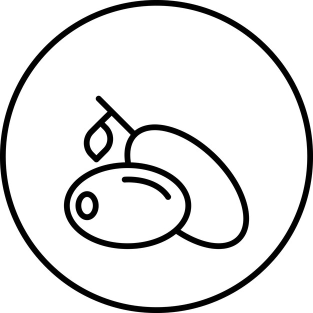 Ilustración vectorial del icono de la oliva del conjunto de iconos de frutas y verduras