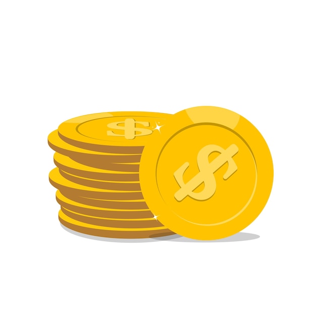 Ilustración vectorial del icono de oro de las monedas de dólar