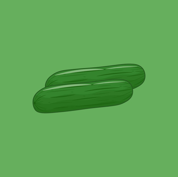 Ilustración vectorial de un icono de pepino lindo y verdura verde