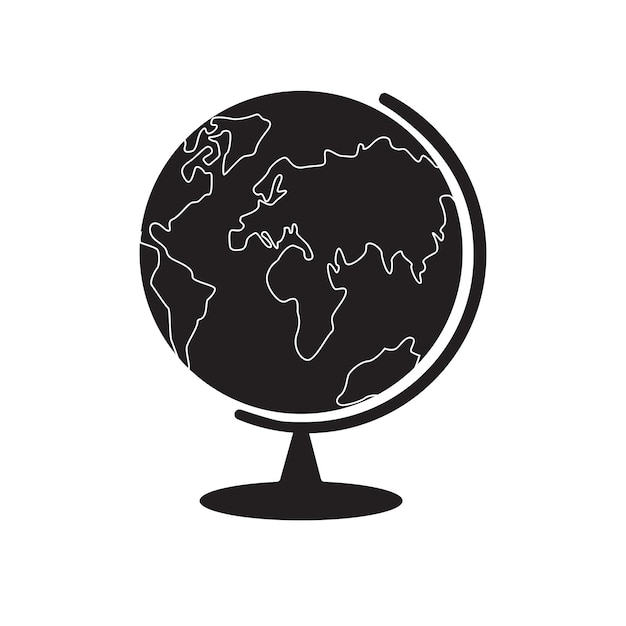 Ilustración vectorial de icono plano del globo mundial aislada sobre un fondo blanco