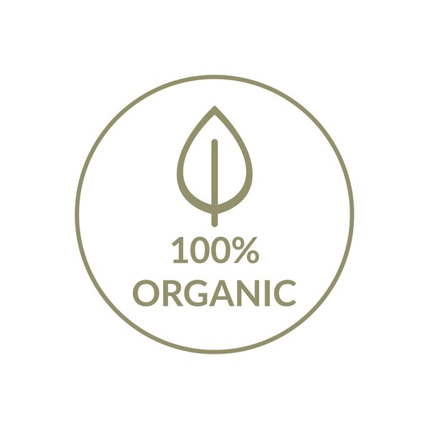 Ilustración vectorial del icono de productos 100 por ciento orgánicos Icono simple para etiquetas y empaques de productos orgánicos