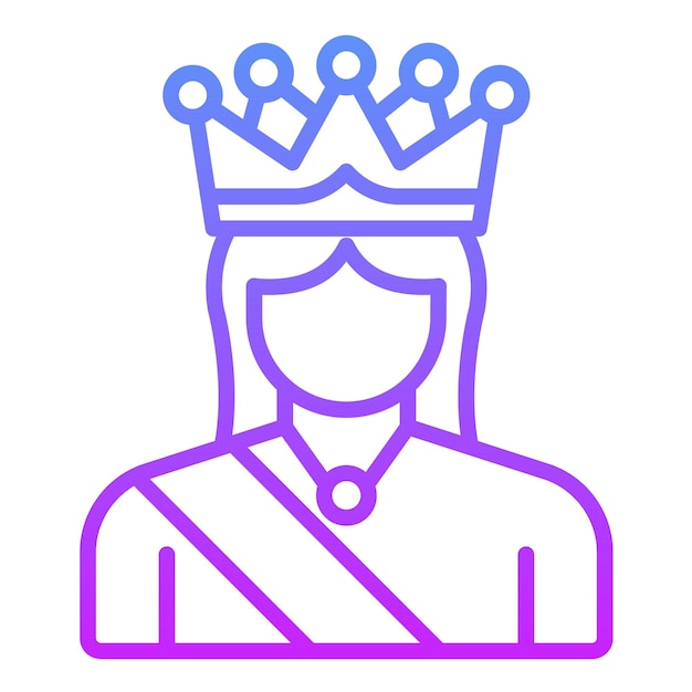Ilustración vectorial del icono de la reina de un conjunto de iconos medievales
