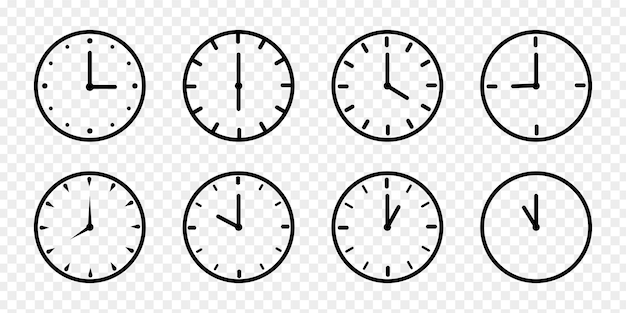 Ilustración vectorial del icono del reloj aislado en un fondo transparente
