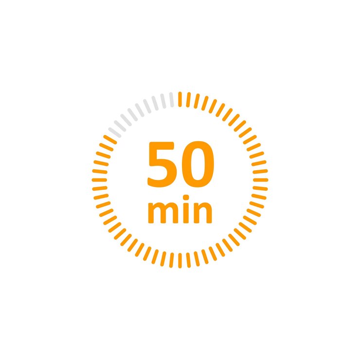 Vector ilustración vectorial del icono del reloj signo de temporizador 50 minutos en fondo aislado concepto de signo de cuenta atrás