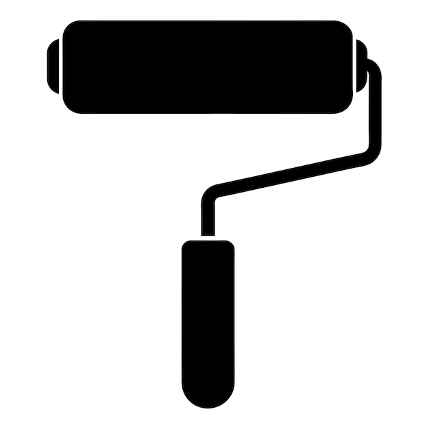 Ilustración vectorial del icono del rodillo de pintura en color negro 12