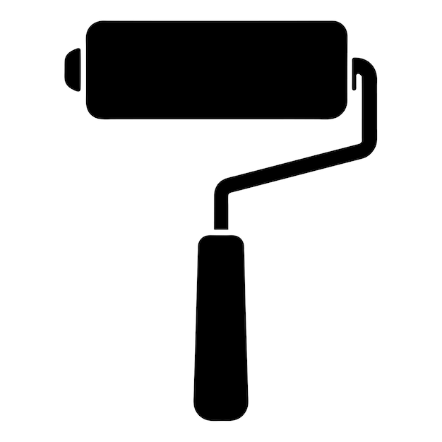 Ilustración vectorial del icono del rodillo de pintura color negro 13