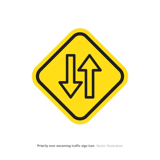 Ilustración vectorial del icono del signo de prioridad sobre los vehículos que se aproximan