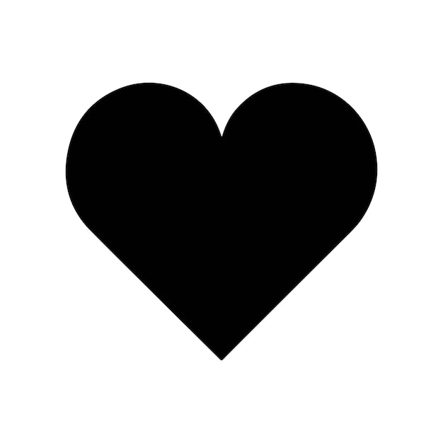 Ilustración vectorial del icono de la silueta de color negro simple del corazón