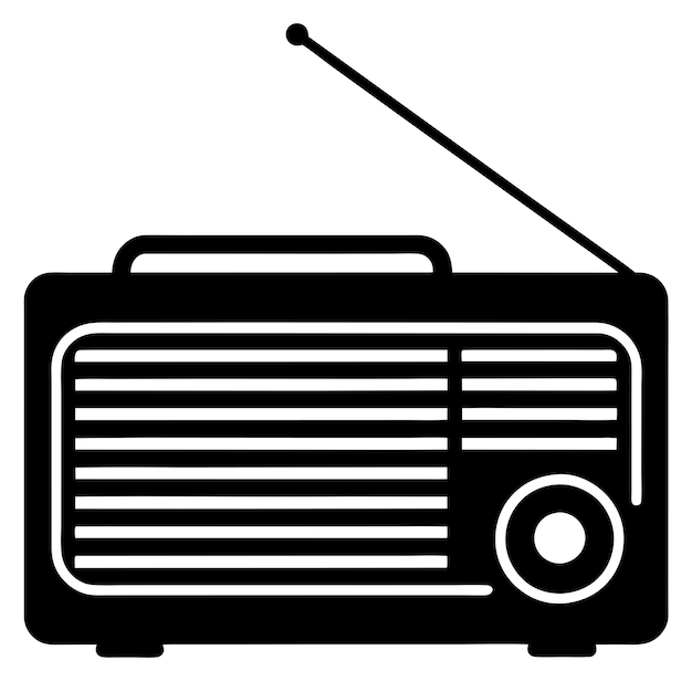 Ilustración vectorial del icono de la silueta de la radio antigua