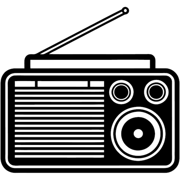 Ilustración vectorial del icono de la silueta de la radio antigua