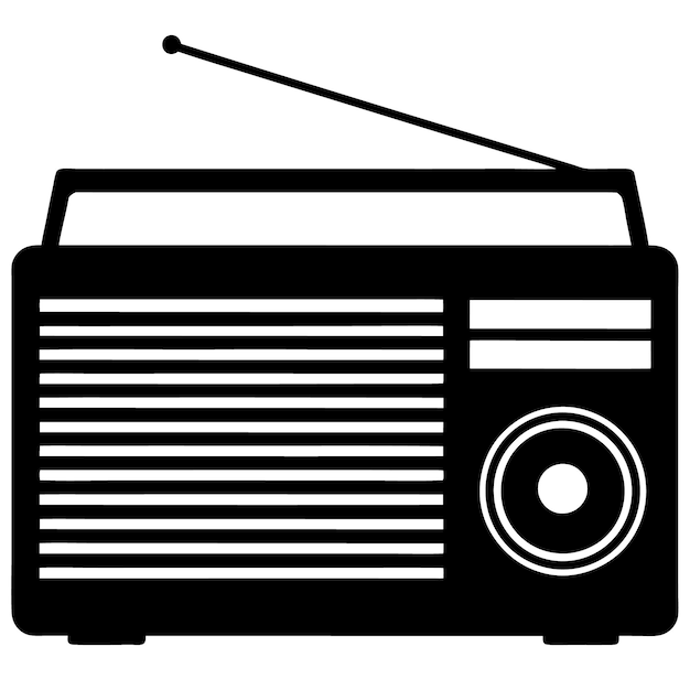 Ilustración vectorial del icono de la silueta de la radio antigua