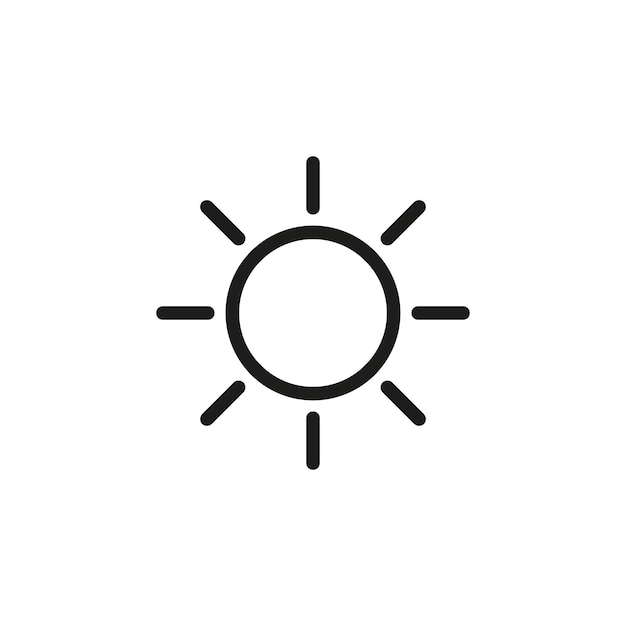 Ilustración vectorial del icono del sol Icono del sol en un fondo aislado Concepto del signo de luz solar