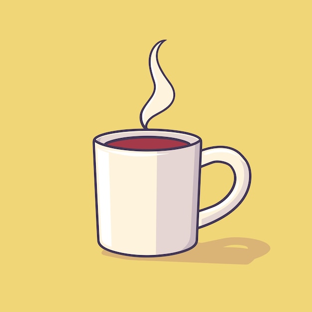 Vector ilustración vectorial del icono de la taza de café caliente de estilo plano simple